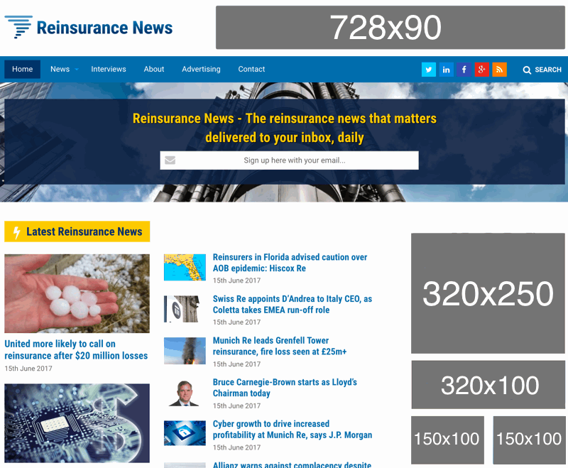 Reinsurance News website screenshot
